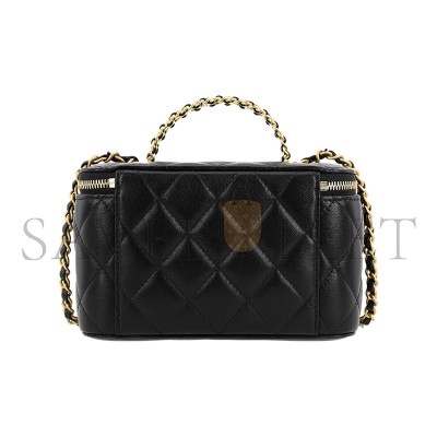 CHANEL BLACK ARGYLE LAMBSKIN COSMETIC BAG WITH GOLD HARDWARE AP3663 (16*10*9cm)